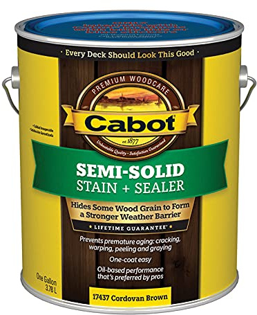 Cabot Semi-Solid Wood Stain + Sealer, Low VOC, Cordovan Brown, Gallon