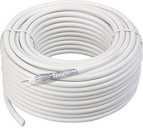 SCHWAIGER -KOX11550 052- SAT-Koaxialkabel 50m/ 115 dB/hohes Schirmungsmaß/ 4-Fach geschirmt/Satellitenkabel/unkonvektioniert/ 7,3 mm/weiß