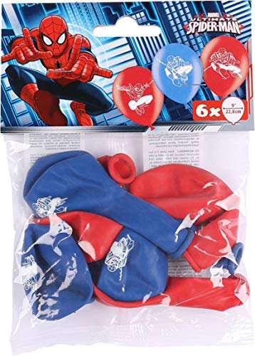 Amscan 999233 - Latexballons Spider Man, 6 Stück, Luftballons, Rot/Blau