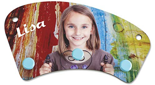 Sticker Design Shop Wandgarderobe Kindergarderobe individuell Bedruckt Wunsch Namen Foto Motive Text (Hakenfarbe Hellblau)