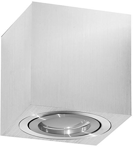 LED Aufbauspot, LED Deckenaufbauleuchte, Aluminium Deckenleuchte Silber Quadratisch 82mm x 84mm CUBE (SILBER)