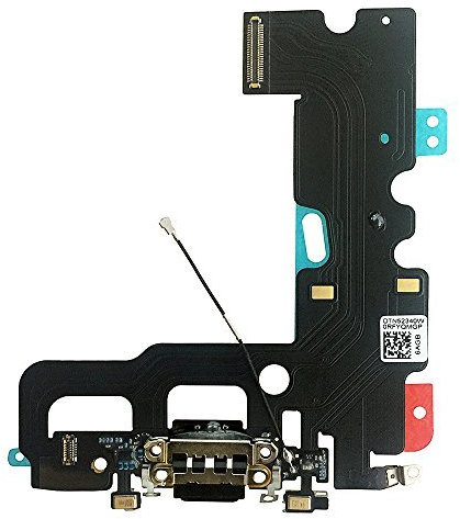 johncase New OEM Original USB-Ladeanschluss Dock Connector Flex Kabel + Mikrofon + Kopfhörer Audio Jack Ersatzteil für iPhone, iPhone 7, iphone 7 Black