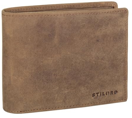 STILORD Lewis Leder Portemonnaie Herren RFID Schutz Geldbörse für Männer viele Karten Fächern Brieftasche im Querformat mit Geschenkbox Farbe:Torino - braun