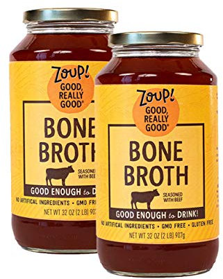 Beef Bone Broth by Zoup! Keto-Friendly, Gluten Free, Sugar Free Clear Broth - Great for Stock, Bouillon, Soup Base or to Drink - 2 Pack (32 oz)