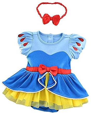 Lito Angels Prinzessin Schneewittchen Kleid mit Stirnband für Baby Mädchen, Body Strampler Kostüm Verkleidung, Größe 18-24 Monate
