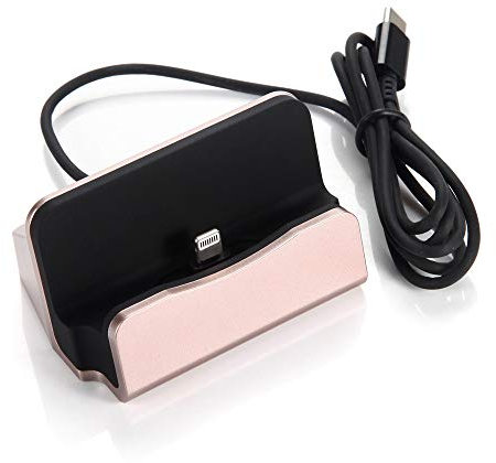 Theoutlettablet® Dockingstation für Apple iPhone X XR XS MAX Pro 11 10 8 7 6s 6 Plus 5s 5 SE iPod Touch (Rosa)
