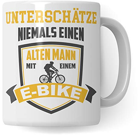 Pagma Druck E Bike Tasse für E-Bike Fahrradfahrer Geschenk Ebike Geschenkidee Kaffeetasse