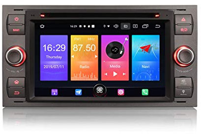 Autoradio Erisin Android 11 7 pour Ford C-Max S-Max Fiesta Focus Galaxy Kuga Transit Connect Prend en Charge Dab + Navi Carplay Android Auto Bluetooth WiFi A2DP RDS DVB-T2