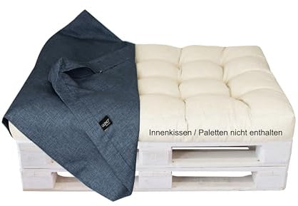 LILENO HOME Palettenkissen Bezug Jeans - Ersatzbezug für Sitzteil 120 x 80 | x 16-20 cm - Polster Bezug für Europaletten - Palettenkissen Outdoor Hülle für Palettenmöbel