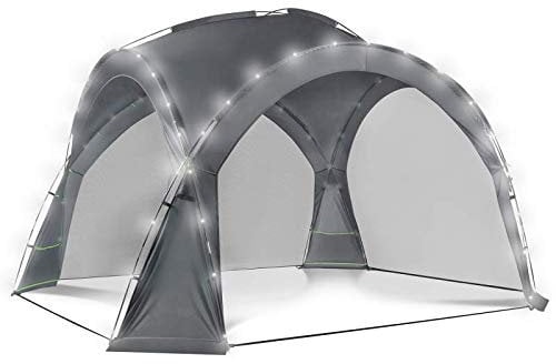 IDMarket - Tente dôme Gris Anthracite 3,5 M avec LED