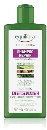 Equilibra Capelli, Shampoo Repair Ristrutturante, Deterge e Rinforza i Capelli Fragili, Sfibrati e Spenti, a Base di Estratto di Castagna, Aloe Vera, Olio di Argan, Cheratina Vegetale, 300 ml