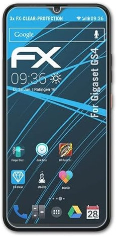 atFoliX Schutzfolie kompatibel mit Gigaset GS4 Folie, ultraklare FX Displayschutzfolie (3X)
