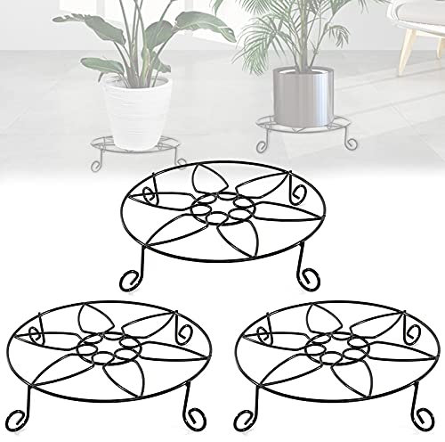 MHGLOVES 3 PCS Supports De Pots De Fleurs en Métal, Noir Art Pot De Fleur Stand Intérieur Et Extérieur, Support pour Plantes en Pot en Fer Cache Pot sur Pied Durable pour Jardin, Balcon, Terrasse