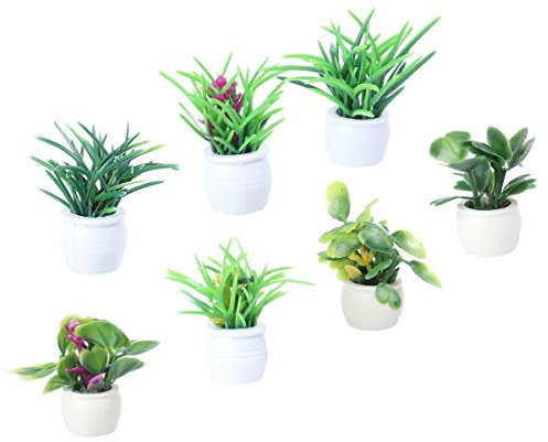 Milisten Artificial Succulent 7Pcs Mini Potted Artificial Plant Potted Table Fake Plants Mini Bonsai Pot Indoor Decoration Office Room Decoration