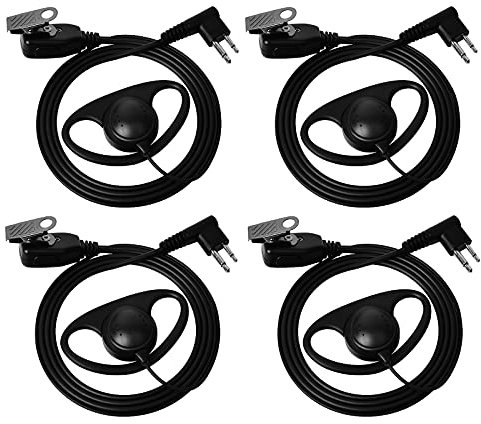 HYS D Shape Earpiece with Mic Compatible with Motorola CP040 CP140 Hytera Midland 2 Way Radio Inline PPT Headset for Police Security (4 Pack)