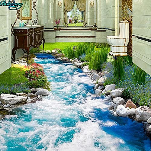 Grand sol personnalisé herbe herbe rivière eau 3D sol salon chambre cuisine salle de bain décoration peinture-350 * 245cm