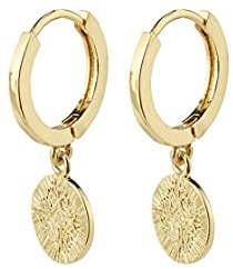 Pilgrim - NOMAD Münz-Creolenohrringe Ohrhänger Münze - Vergoldeter Ohrschmuck - Creolen gold mit Münz Anhänger - Ohrringe Damen - Skandinavisches Design