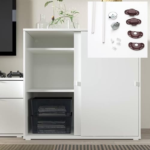 EVOTRADE Sistema Ferramenta Scorrevole Per Ante di Mobili Juonior1 - Binario 2 Metri - Altezza Max 120 Cm. Per 1 o 2 Ante - Chiusura Ammortizzata Opzionale (2 Ante Chiusura Standard, Binario Bianco)