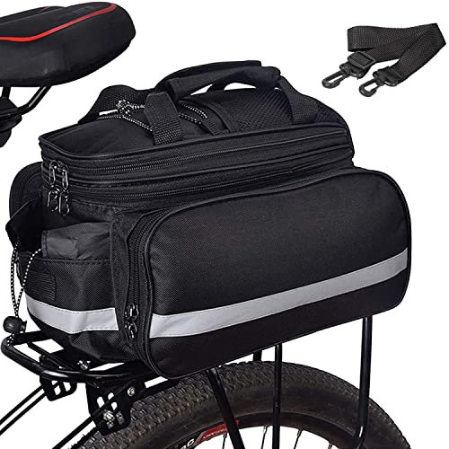 Taeku Gepäckträgertasche, Multifunction Fahrradtasche 27L wasserdichte Fahrrad Seitentasche Groß Satteltasche Reißfest Fahrrad Tasche mit Regen Abdeckung (Schwarz)