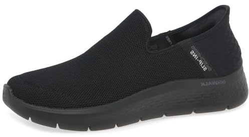 Skechers Men's Go Walk Flex No Hands Slip-in Trainers, Black Textile, 7.5 UK