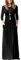WNEEDU Maxi Dresses for Women UK 3/4 Sleeve Round Neck Ladies Casul Long Dresses Empire Waist Dress with Pockets Black L