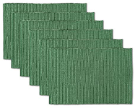 AVKA Studio Platzsets aus 100 % Baumwolle, gerippt, 6er-Set, 33 x 48 cm, grün, für den täglichen Gebrauch, Weihnachten, dicke Konstruktion, waschbare und wiederverwendbare Stoff-Tischsets