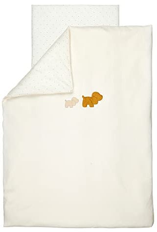 Nattou Bettwäsche-Set, Hund Charlie, Bettdeckenbezug 100 x 140 cm, Vegan, Kissenbezug 40 x 60 cm, Vegan, Baumwolle, Weiß