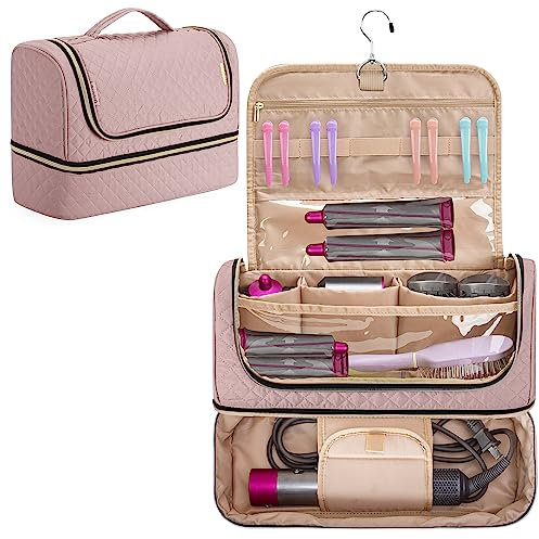 Yarwo Reisetasche für Standard Airwrap, Tragetasche für Airwrap Styler, Doppelschicht Dyson Zubehör Tasche für Airwrap Complete und Haartypen Styles, Pink