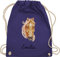 Turnbeutel Rucksack - Pferd Pferde - Wunschname Pferdekopf - hellbraun - Unisize - Lila - turnsack mädchen kita beutel zum reiten stoffrucksack taschen - reiter geschenke für pferdefans