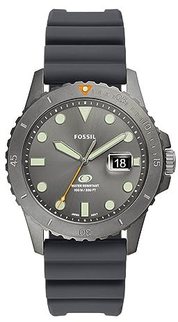 Fossil Blue uhr für Herren, Quarzwerk mit Edelstahl- oder Lederarmband, Grau, 42MM