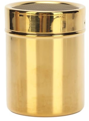 QANYEGN Saupoudreuse à Epices en Acier Inoxydable, Or Shaker A Sucre, Sucrier Saupoudrer, Farine saupoudreuses, Tamis Patisserie Shaker pour Cacao Epice Poudre Cappuccino Sucre