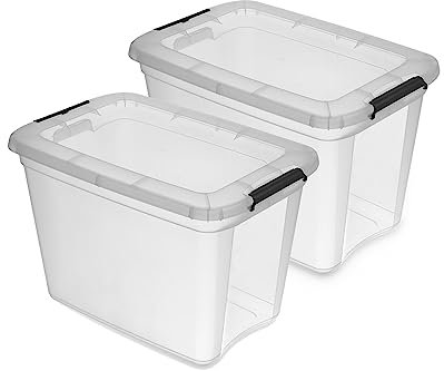 Kreher Aufbewahrungsboxen Robust Store mit Deckel in Transparenter Ausführung. In verschiedenen Größen (wählbar). Aus robustem Kunststoff. (2er 55 L)