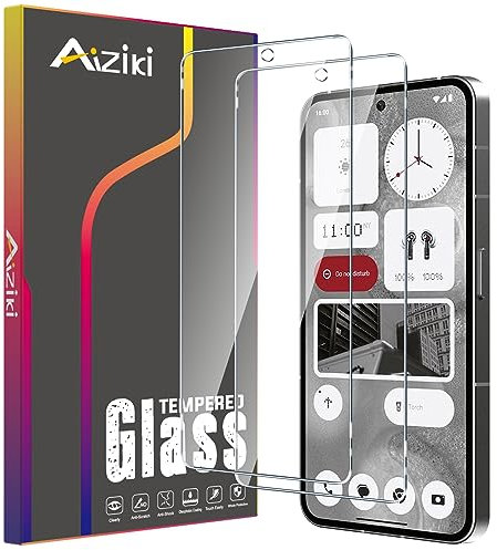 Aiziki [2-Piezas Protector Pantalla para Nothing Phone (2), 0.33 mm Ultra Transparente, Ultra Resistente, Cristal Templado 9H Dureza Protector Nothing Phone (2)