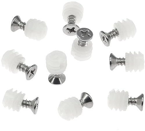 100 PCS Plastic Hinge Dowel Inserts with Screws,Hinge Expansion Dowels
