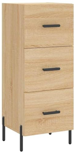 vidaXL Sideboard, Kommode mit 3 Schubladen, Schubladenschrank Metallbeine, Anrichte Schrank für Wohnzimmer, Beistellschrank, Modern, Sonoma-Eiche Holzwerkstoff