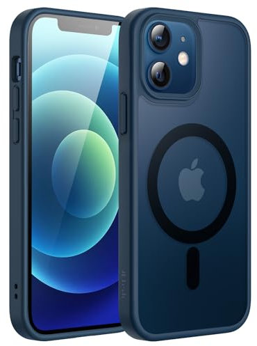 JETech Magnetisch Hülle für iPhone 12/12 Pro 6,1 Zoll Kompatibel mit MagSafe, Durchscheinende Matt Handyhülle Rückseite Dünn Stoßfest Schutzhülle (Blau)