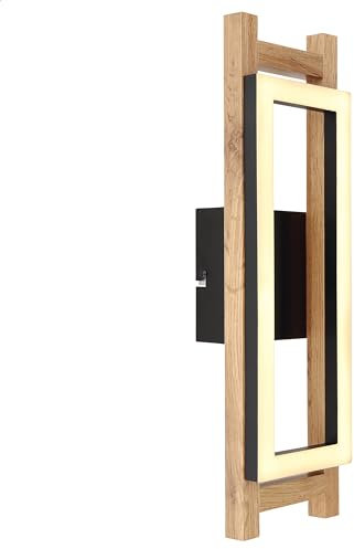 INNOVATE LED Wandlampe innen Holz | moderne Wandleuchte | wall or ceiling light | LED-Wandleuchte innen | Deckenlampe Holzoptik | Deckenleuchte | Wohnzimmerlampe Holz | Wandlampe schwarz Metall