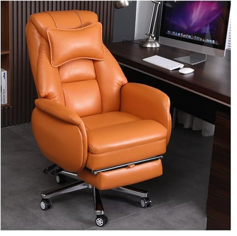 FrYsky Chaise Bureau, Chaise Gaming Chaise d'ordinateur de Bureau inclinable en Cuir, Chaise pivotante de Jeu d'affaires d'étude à Domicile (Color : Orange)