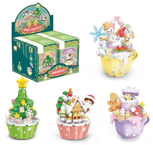 MEIEST Weihnachten Bausteine Sets,4 in 1 Festival Ziegel Spielzeug für Kinder,Nette Heimdekoration