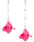 TOFBS Ohrringe Damen Rose Blumen Lange Perlen Quasten Kette Ohrringe Elegant Rosenblatt Acryl Blütenblatt Statement Silber 925 Ohrringe fur Hochzeit Frauen Mädchen Rosa