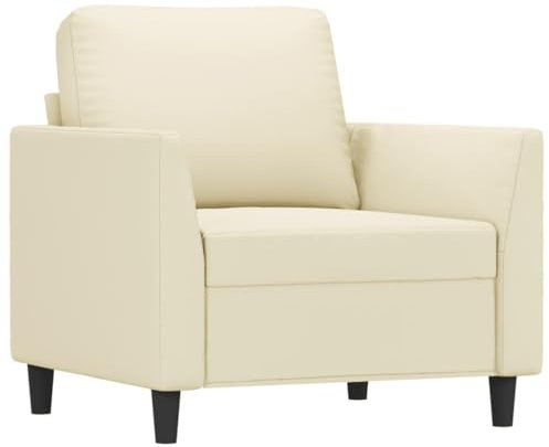 vidaXL Canapé à 2 Places, Causeuse avec Oreillers, Canapé Rembourré avec Accoudoirs et Dossier, Meuble de Salon, Moderne, Crème Similicuir