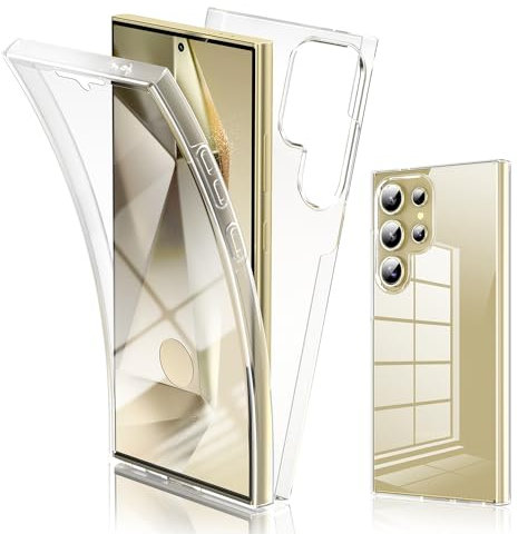 SOGUDE Coque Compatible with Samsung Galaxy S24 Ultra, pour Galaxy S24 Ultra Coque Transparent Silicone TPU Case Intégral 360 Degres Full Body Protection Etui pour Galaxy S24 Ultra