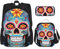 OUSIKA Sugar Skulls 3 Pcs Print Backpack Sets Casual Daypack with Lunch Box Pencil Case for Women Men