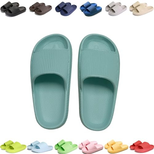 Giltpeak Pummy Original Mujer Cozy Slides, Zapatos de Nube Slides Super Suave Antideslizante Zapatos de Baño para Niños Adultos, turquesa, 38/39 EU