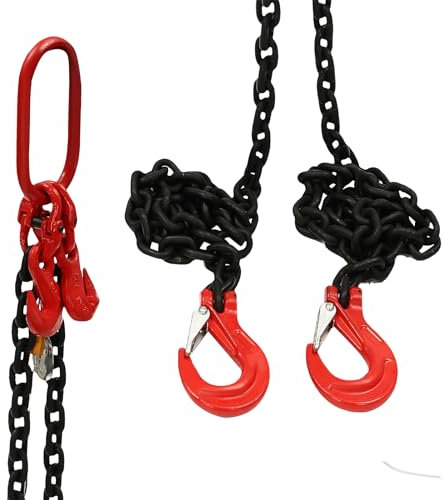 VonVVer Kettengehänge Anschlagkette 4 Strang/2 Strang - Krankette aus G80 Legierter Stahl Krankette zum Heben Kettenschlinge mit Lasthaken Motorhebekette (2T 2M 2 Strange)