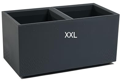 MELTOM Blumenkübel Blumentopf Quadratisch mit Rollen sehr Dekorativ Größe XL und XXL (Anthrazit, XXL)