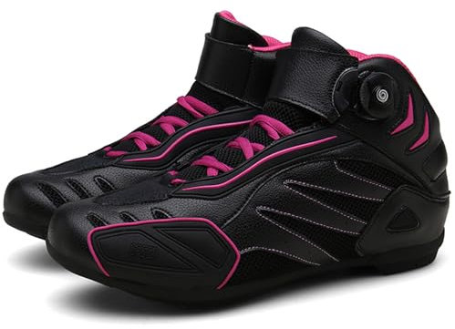 DJFOG Stivali da moto per uomo e donna, scarpe da moto leggere, stivali da moto da cross essenziali per la sicurezza del ciclista, regali per motociclisti,Viola,36