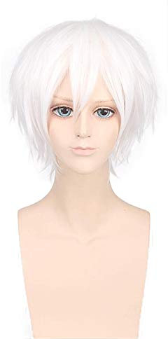 LINLINCD Cosplay wig Anime Toaru Majutsu Kein Index Beschleuniger Weiß Kurze Perücke Cosplay Kostüm Hitzebeständiges Kunsthaar Männer Cosplay Perücken