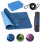 Habib Group Yogamatte Satz inklusive Yogablöcke - Rutschfeste Gepolsterte Trainingsmatte für Fitness Inklusive Yogagurt und Tasche - 1er Set YogaBlöcke für Pilates,Meditation,Erholung - Blau