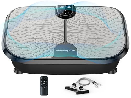 FEIERDUN Machine d'exercice à plaque vibrante, capacité de 181,4 kg, plaque vibrante pour drainage lymphatique, espace maximum pour l'entraînement de tout le corps et la relaxation à la maison - Noir